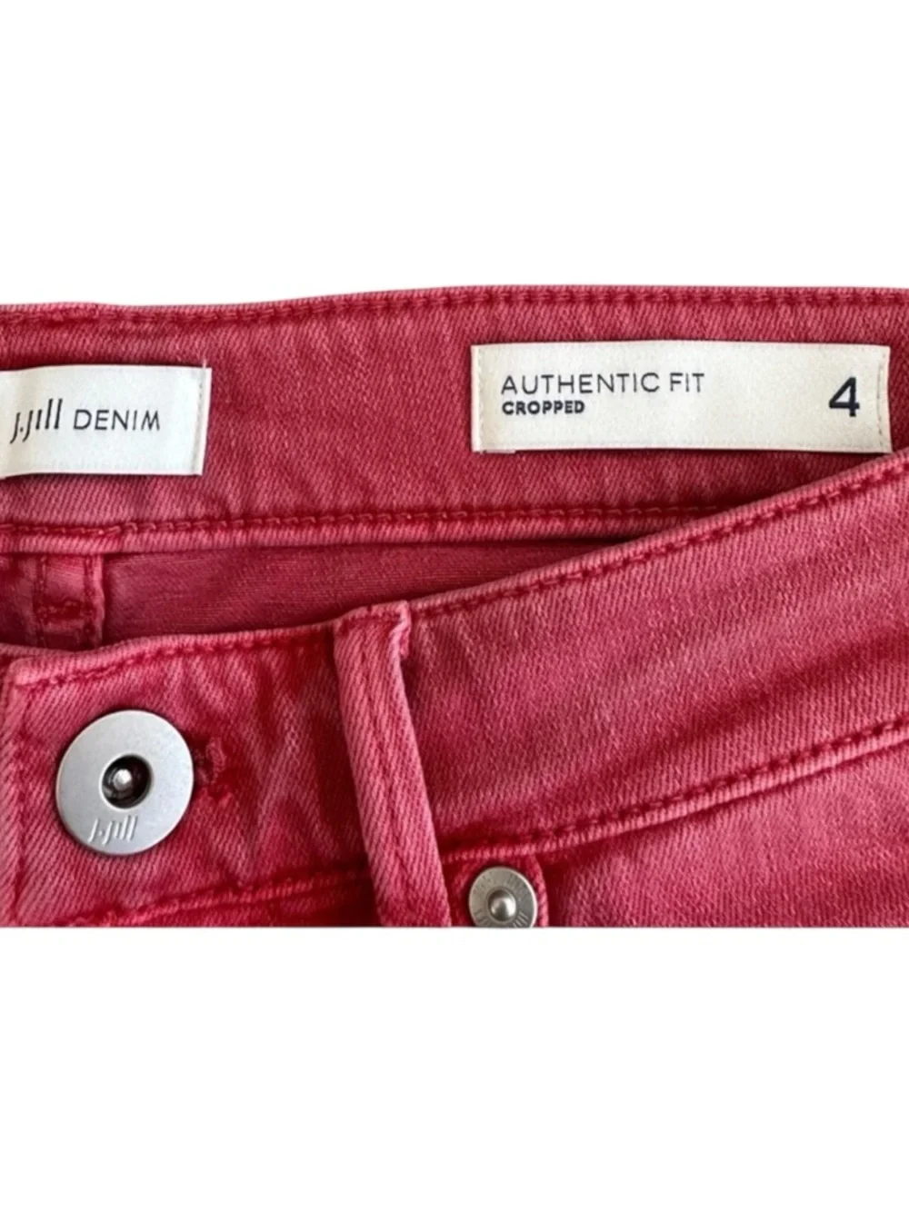 J. Jill Denim Authentic Fit Cropped Jeans Women’s 4 Coral Pink Stretch Cuff